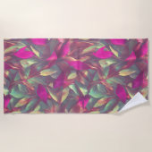 Serviette De Plage Beau Motif Feuille Iridescente (Devant)