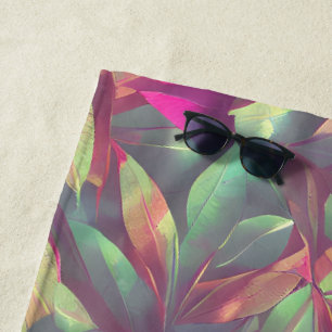 Serviette De Plage Beau Motif Feuille Iridescente