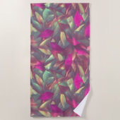 Serviette De Plage Beau Motif Feuille Iridescente (Devant)