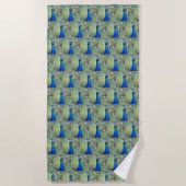 Serviette De Plage Beau Motif Peacock Bleu (Devant)