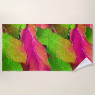 Serviette De Plage Beau Motif vert et rose