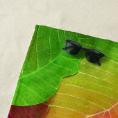 Serviette De Plage Beau Motif vert et rose (En situation)