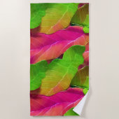 Serviette De Plage Beau Motif vert et rose (Devant)
