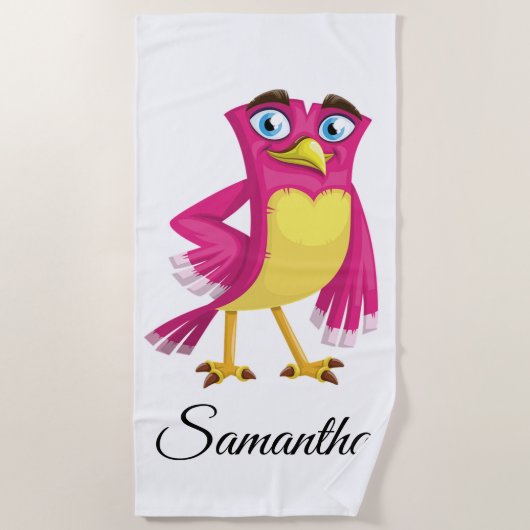 Serviette De Plage Beau Oiseau de Cartoon (Devant)