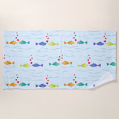 Serviette De Plage Beau poisson romantique dans l'océan tombent amour (Devant)