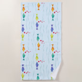 Serviette De Plage Beau poisson romantique dans l'océan tombent amour (Devant)