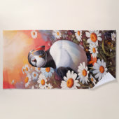 Serviette De Plage Beau Puffin Dans Le Champ Maisy (Devant)