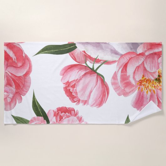 Serviette De Plage Beau Rose (Devant)