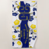 Serviette De Plage Beaucoup de balles de football bleu or fin de sais (Devant)