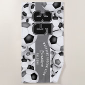 Serviette De Plage Beaucoup de balles de football noir gris équipe co (Devant)