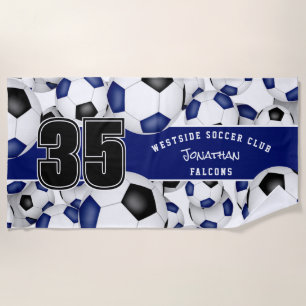 Serviette De Plage Beaucoup de balles de football personnalisées nom