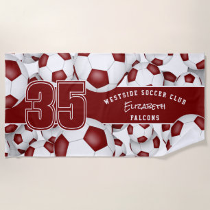 Serviette De Plage Beaucoup de balles de football personnalisées nom