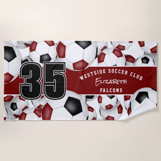 Serviette De Plage Beaucoup de ballons de football couleurs de l'équi (Devant)
