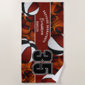 Serviette De Plage Beaucoup de basket-ball marron noir couleurs équip (Devant)