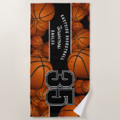 Serviette De Plage Beaucoup de basket-ball nom du joueur (Devant)