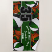 Serviette De Plage Beaucoup de boules de basket avec maillot numéro v (Devant)