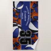 Serviette De Plage Beaucoup de boules de basket bleu noir couleurs de (Devant)