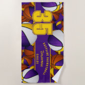 Serviette De Plage Beaucoup de boules de basket couleurs de l'équipe (Devant)