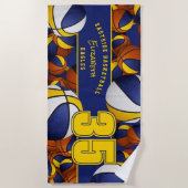 Serviette De Plage Beaucoup de boules de basket couleurs de l'équipe (Devant)