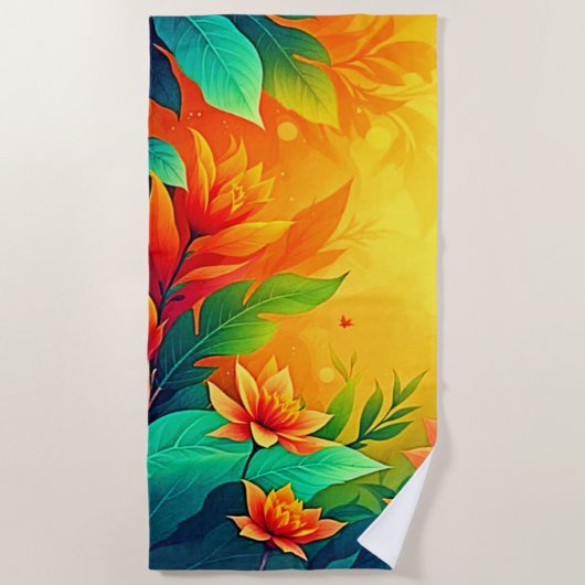 Serviette De Plage Beauté florale Abstraite vive (Devant)