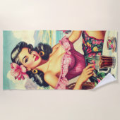 Serviette De Plage Beauté rétro fille hispanique (Devant)