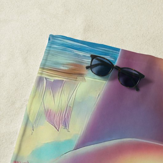 Serviette De Plage Beauté tropicale rétro (En situation)