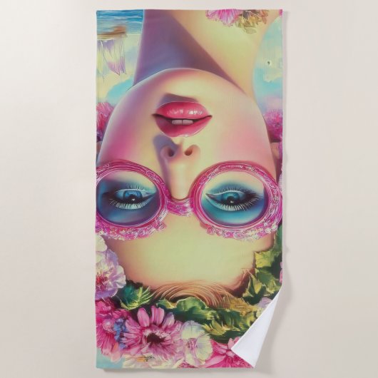 Serviette De Plage Beauté tropicale rétro (Devant)