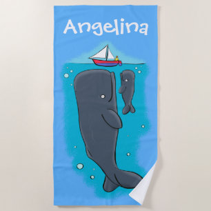 Serviette De Plage Beaux baleines sympathiques avec dessin animé de v