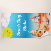 Serviette De Plage Beaux châteaux de sable (Devant)