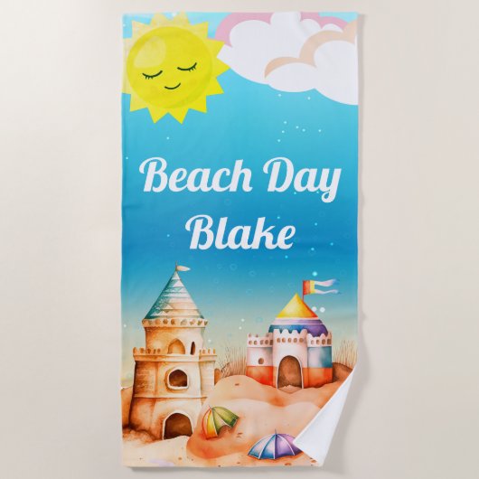 Serviette De Plage Beaux châteaux de sable (Devant)
