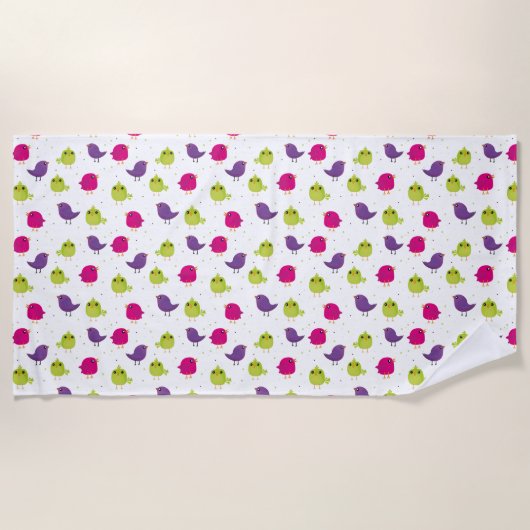 Serviette De Plage Beaux oiseaux colorés (Devant)
