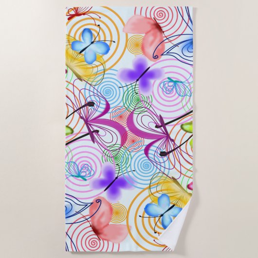 Serviette De Plage Beaux papillons Volant - Printemps Joy - (Devant)