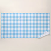 Serviette De Plage Bébé Bleu et Blanc Grande taille En vichy Chèques (Devant)