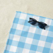 Serviette De Plage Bébé Bleu et Blanc Grande taille En vichy Chèques (En situation)