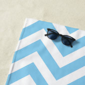 Serviette De Plage Bébé Bleu et Blanc Grandes Dimensions Chevron (En situation)