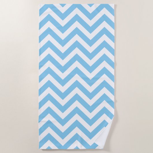 Serviette De Plage Bébé Bleu et Blanc Grandes Dimensions Chevron (Devant)