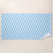 Serviette De Plage Bébé Bleu et Blanc Moyen Taille Chevron (Devant)