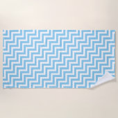 Serviette De Plage Bébé Bleu et Blanc Moyen Taille Diagonal Chevron (Devant)