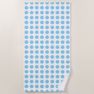 Serviette De Plage Bébé bleu sur blanc Grand Pois horizontaux