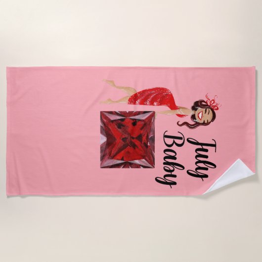Serviette De Plage Bébé de juillet (Devant)