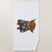 Serviette De Plage Bébé De Vache De West Highland Avec Écharpe Plaid (Devant)