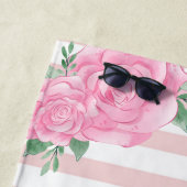Serviette De Plage Bébé flamant rose mignon, rayures (En situation)