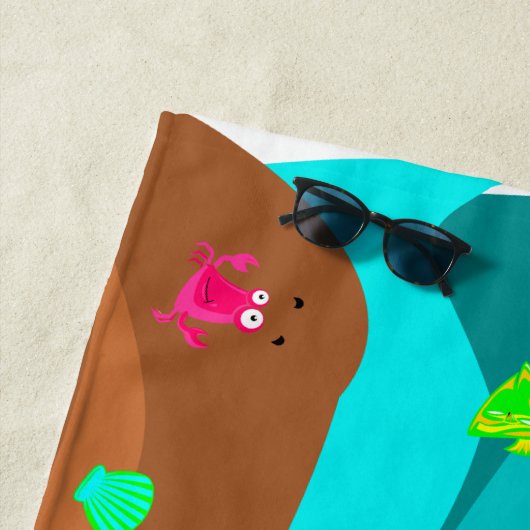 Serviette De Plage Bébé jaune requin et amis doo doo doo doo (En situation)
