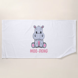 Serviette De Plage Bébé mignon Hippo Moo Deng Bouncy Pig in Thai Hipp