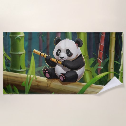 Serviette De Plage Bébé Panda Ours Art pour enfants (Devant)