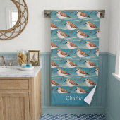 Serviette De Plage Bécasseau de rivage bleu oiseau
