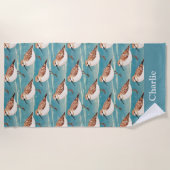 Serviette De Plage Bécasseau de rivage bleu oiseau (Devant)