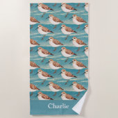 Serviette De Plage Bécasseau de rivage bleu oiseau (Devant)