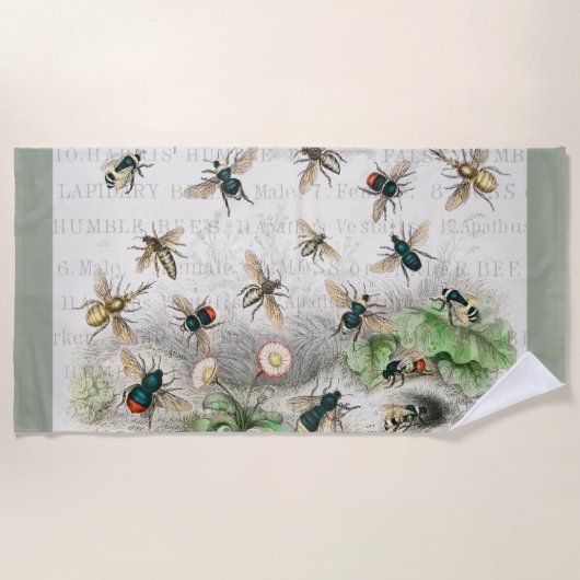 Serviette De Plage Bee Honey Travailleur Queen Bees Antique (Devant)