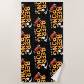 Serviette De Plage Beer Pong Toute La Nuit Longue Vacances Drôle (Devant)